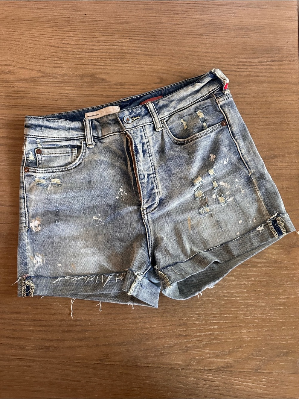 Anthropologie Pilcro Hyphen Paint Splatter Denim Shorts Size 28